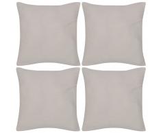 vidaXL 4 fundas beige para cojines de algodón, 40 x 40 cm
