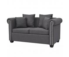 vidaXL Sofá de 2 plazas de tela gris oscuro 143x75x73 cm