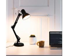 vidaXL Lámpara de escritorio con brazo ajustable negro E27