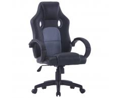 vidaXL Silla de gaming de cuero sintético gris