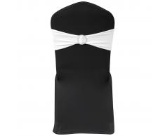 vidaXL Moño decorativo elástico para sillas con hebilla 25 pzas Blanco