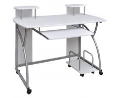 vidaXL Escritorio Computadora De Mover Muebles Acabado Blanco Tabla Oficina