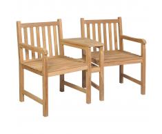 vidaXL Sillas de jardín 2 uds agujero de sombrilla madera teca maciza