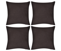 vidaXL 4 fundas marrón para cojines de algodón, 50 x 50 cm