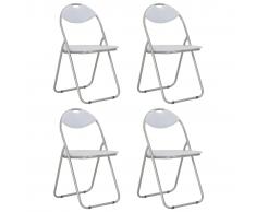 vidaXL Sillas de comedor plegables 4 unidades cuero sintético blanco