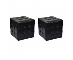vidaXL 2 x Taburete De Forma De Cubo Negro
