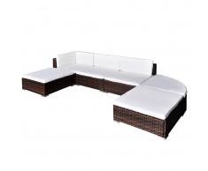 vidaXL Conjunto de muebles exterior 16 piezas marrón poli ratán