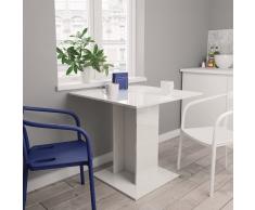 vidaXL Mesa de comedor de aglomerado blanco brillante 80x80x75 cm