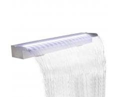 vidaXL Fuente rectangular con LEDs para piscina, Acero inoxidable 150 cm