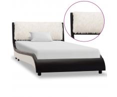 vidaXL Estructura de cama de cuero sintético negro y blanco 90x200 cm