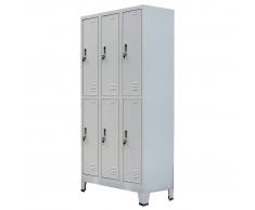 vidaXL Armario taquilla con 6 compartimentos acero 90x45x180 cm gris