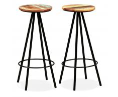 vidaXL Taburetes de bar 2 uds madera maciza reciclada y acero