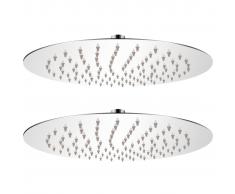 vidaXL Cabezal de ducha efecto lluvia 2 pzs acero inoxidable Ø 25 cm