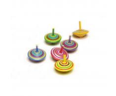 TRIBALSENSATION Mini giros | Giroscopios juguete de madera, juego de 6 con pintura col