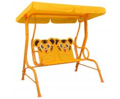 vidaXL Banco balancín para niños tela amarillo 115x75x110 cm