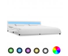 vidaXL Estructura de cama con LED de cuero sintético blanco 180x200 cm