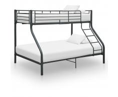 vidaXL Estructura de litera de metal negro 140x200 cm/90x200 cm