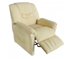 vidaXL Sillón de masaje eléctrico piel sintética color crema