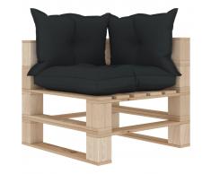 vidaXL Sofá esquinero de palés jardín madera cojines gris antracita