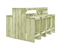 vidaXL Set muebles de bar de jardín 9 pzas madera pino impregnada