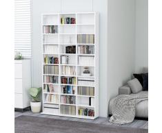 vidaXL Estantería para CD aglomerado blanco brillante 102x16x177,5 cm