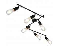 vidaXL Lámpara de focos 6 bombillas de filamento 2 W negro E27 30 cm