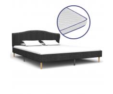 vidaXL Cama con colchón viscoelástico tela gris oscuro 160x200 cm