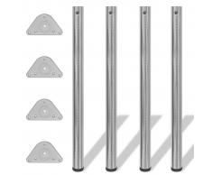 vidaXL 4 Patas de Mesa Regulables en Altura 870 mm (Color Níquel Pulido)