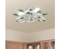 vidaXL Lámpara de techo con forma de hojas, cristal acrílico blanco y verde