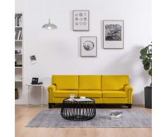 vidaXL Sofá de 3 plazas de tela amarillo