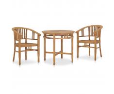 vidaXL Conjunto de comedor de jardín 3 piezas madera maciza de teca