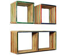vidaXL Estantes de pared de madera reciclada de teca maciza 3 piezas