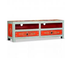 vidaXL Mueble para la TV de madera de mango maciza pintada a mano