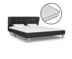 vidaXL Cama con colchón viscoelástico arpillera gris oscuro 140x200 cm
