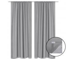 vidaXL Cortinas opacas 2 unidades doble capa 140x245 cm gris