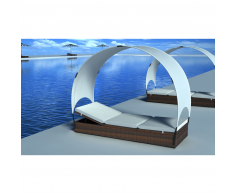 vidaXL Tumbona con toldo ratán sintético marrón