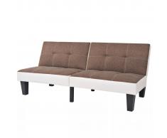 vidaXL Sofá cama de tela y PVC ajustable marrón y blanco