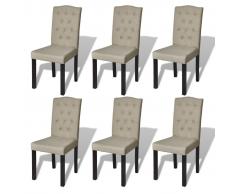 vidaXL Sillas de Comedor 6 unidades de tela beige