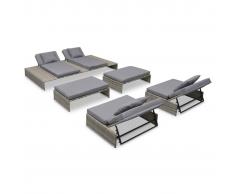 vidaXL Set de muebles de jardín 5 pzas y cojines ratán sintético gris