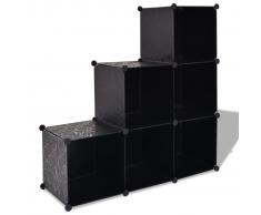 vidaXL Estantería de cubos con 6 compartimentos negro