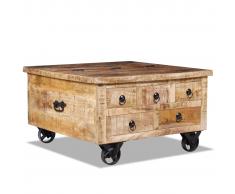 vidaXL Mesa de centro de madera de mango rugosa 70x70x40 cm