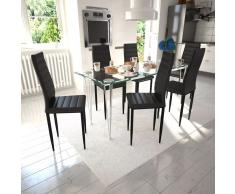 vidaXL 6 sillas negras comedor Slim Line mesa de vidrio transparente