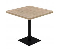 vidaXL Mesa bar bistró MDF y acero cuadrada color roble 80x80x75 cm