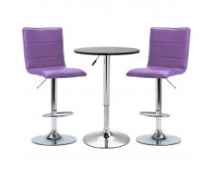 vidaXL Set mesa alta y taburetes de barra 3 pzas cuero sintético negro