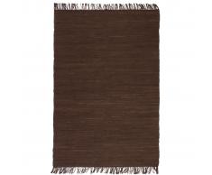 vidaXL Alfombra tejida a mano Chindi de algodón marrón 160x230 cm