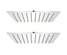 vidaXL Cabezal de ducha efecto lluvia 2 pzs acero inoxidable 20x20 cm