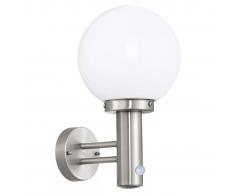 EGLO Lámpara de pared exterior con sensor Nisia 60 W plateada 27126