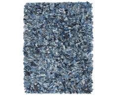 vidaXL Alfombra peluda de tela vaquera 160x230 cm azul
