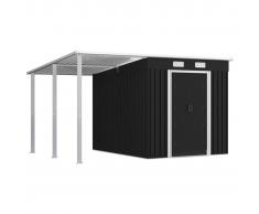 vidaXL Cobertizo jardín con tejado extendido acero gris 335x236x184cm