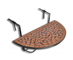 vidaXL Mesa Colgante De Balcón De Mosaico Semicircular Color Terracota
